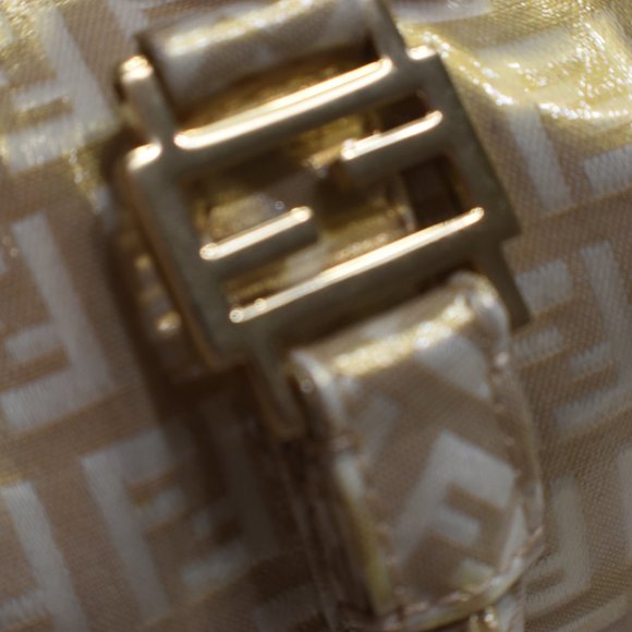 FENDI Tan/Gold Monogram Icon Logo Satchel Hand Bag w Its Dust Bag - Picture 9 of 15